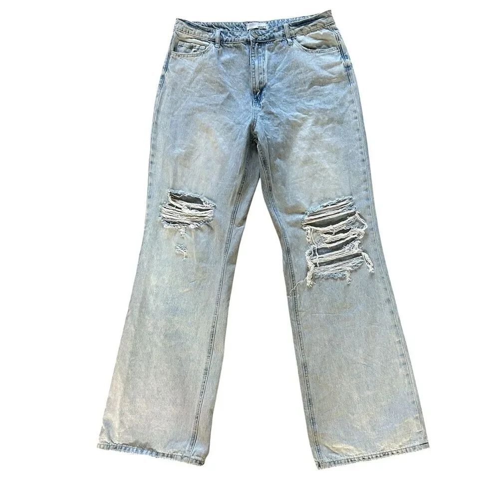 Vervet Light Wash Distressed Wide Leg Jeans